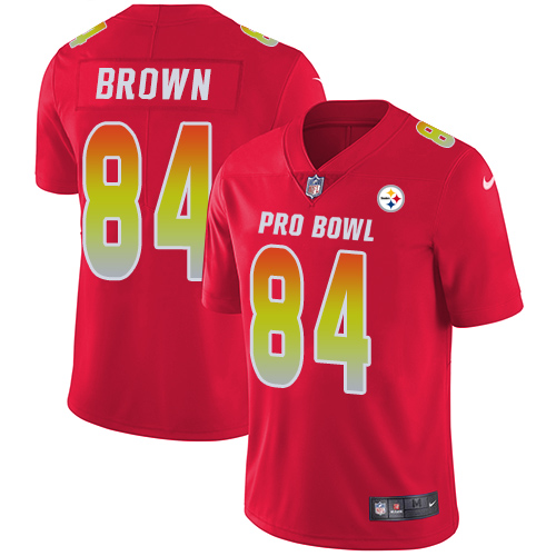 Nike Steelers #84 Antonio Brown Red Men's Stitched NFL Limited AFC 2018 Pro Bowl Jersey - Click Image to Close
